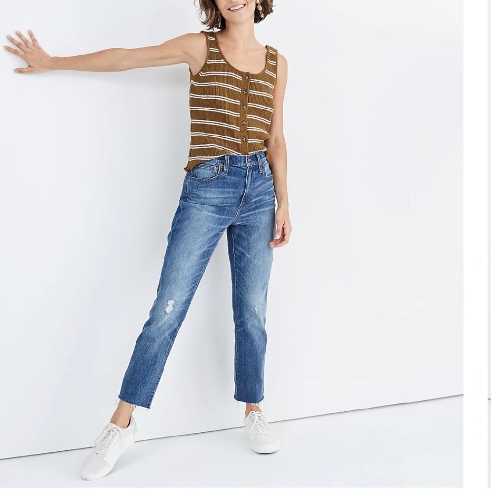 Madewell Jeans High Rise Slim Boyjean Size 25 Dover Classic Preppy Distressed